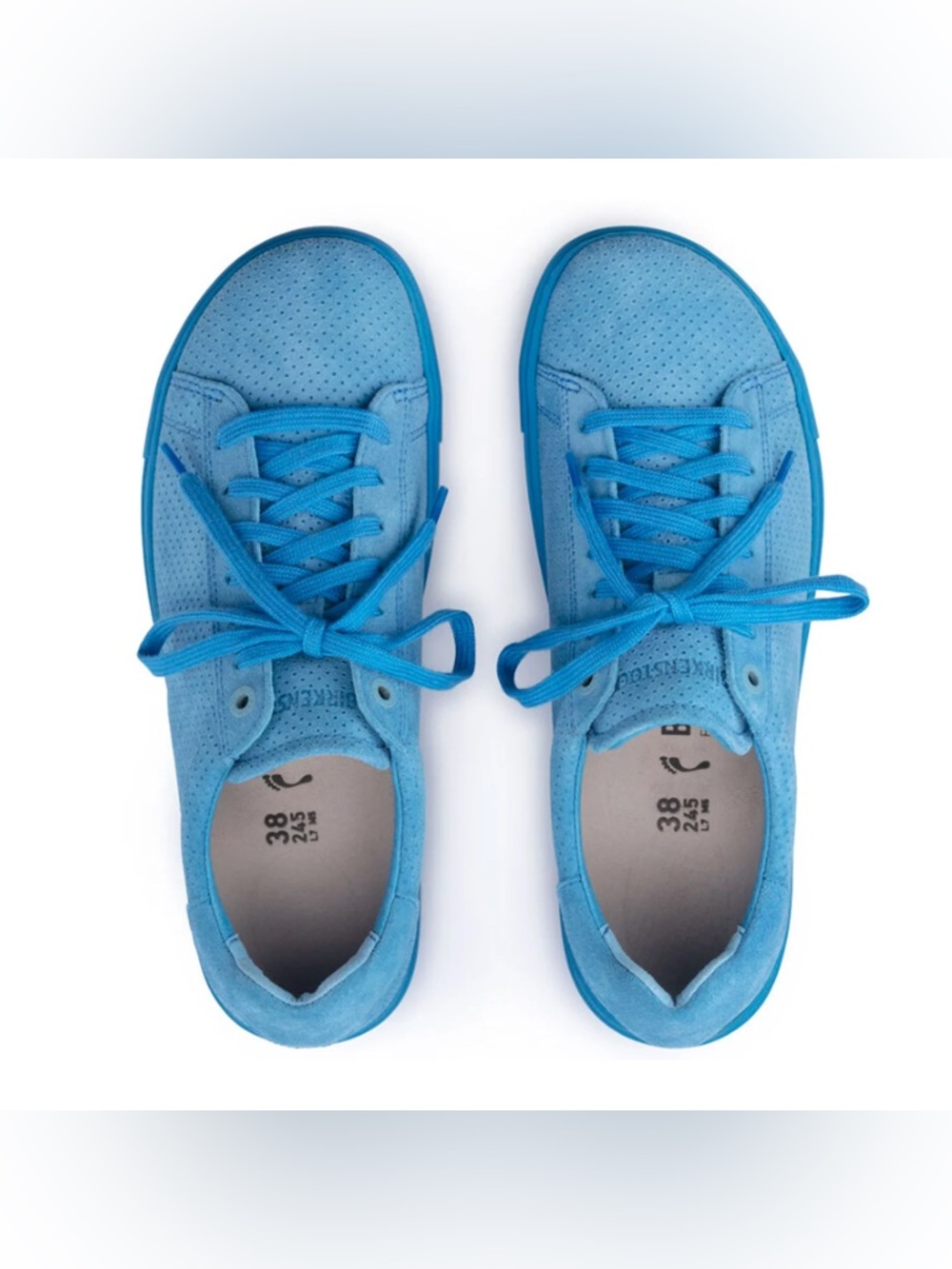 Birkenstock Bend Low Shoes Blue Suede Lace Up Sneakers